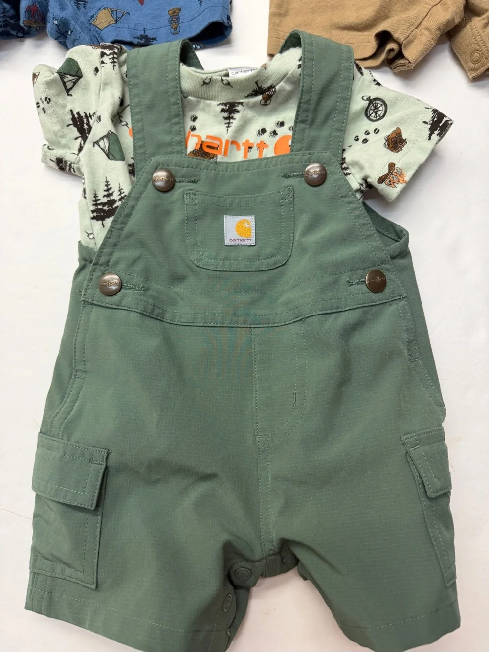 Carhartt Baby Boys Overalls Romper Bundle Set Camping Outdoor Theme